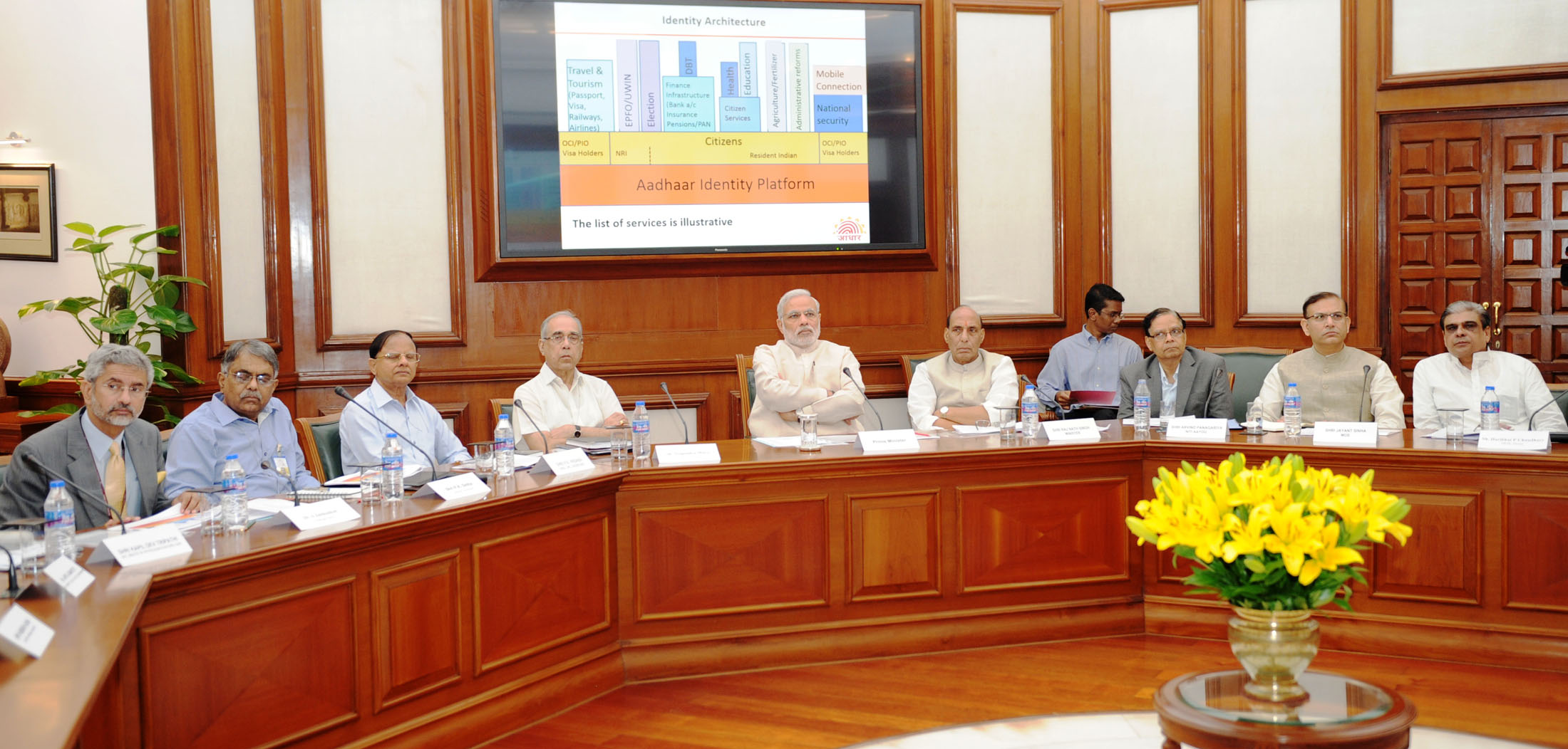 The Prime Minister, Shri Narendra Modi chairing a high-level meeting to review the progress of UID and DBT, in New Delhi on June 18, 2015.