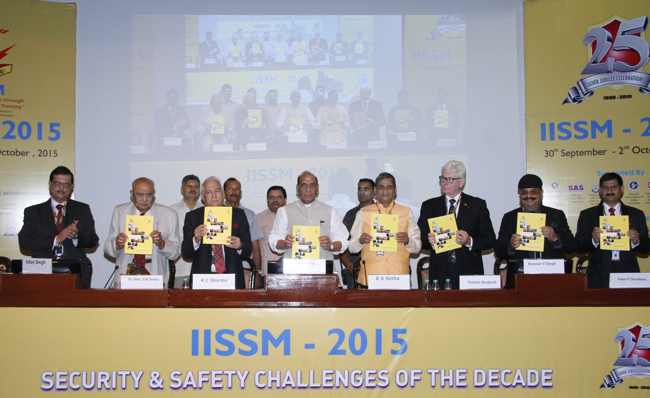 The Union Home Minister, Shri Rajnath Singh releasing a booklet at the inauguration of the 25th Annual International Seminar of International Institute of Security and Safety Management (IISSM), in New Delhi on October 01, 2015.