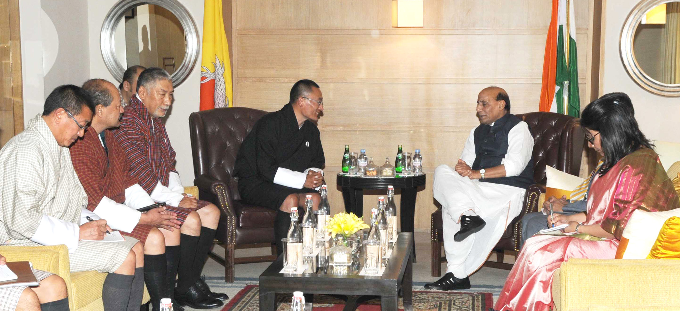 The Union Home Minister, Shri Rajnath Singh meeting the Prime Minister of Bhutan, Mr. Tshering Tobgay, in New Delhi on November 13, 2015.