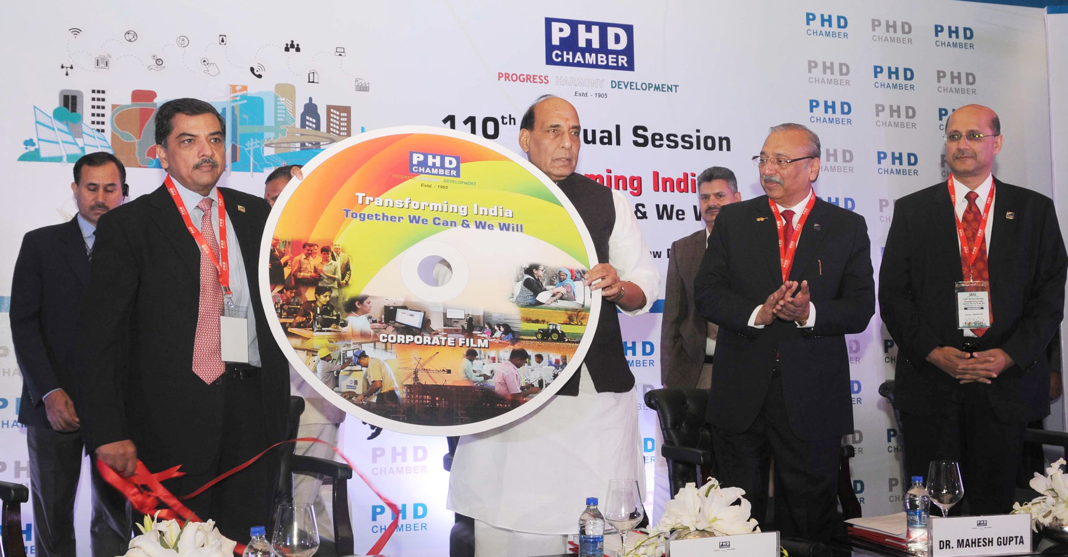 The Union Home Minister, Shri Rajnath Singh launching the PHDs Audio-Visual film, at the inauguration of the 110th Annual Session of the PHD Chamber and PHD Annual Awards for Excellence  2015 function, in New Delhi on November 28, 2015.