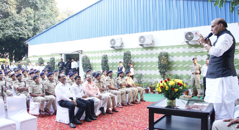The Union Home Minister, Shri Rajnath Singh addressing the Officer Trainees of 2014 batch of Indian Police Service, in New Delhi on November 16, 2015.