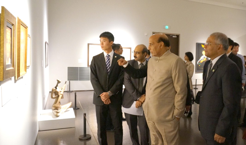 The Union Home Minister, Shri Rajnath Singh visiting the Indian exhibition Forms of Devotion, at China Art Museum, Shanghai, in China on November 22, 2015.