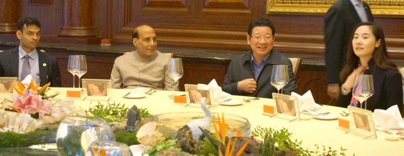 The Union Home Minister, Shri Rajnath Singh at  the luncheon reception hosted by the Vice Minister of Shanghai Public Security Bureau, Mr. Chen Zhimin, in China on November 22, 2015.