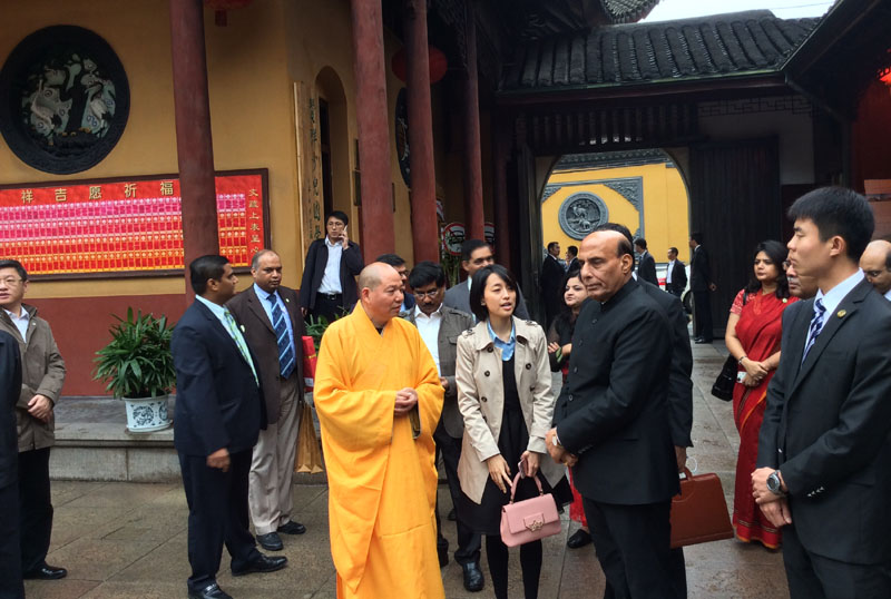 The Union Home Minister, Shri Rajnath Singh visiting the Jade Buddha temple, in Shanghai China on November 23, 2015.