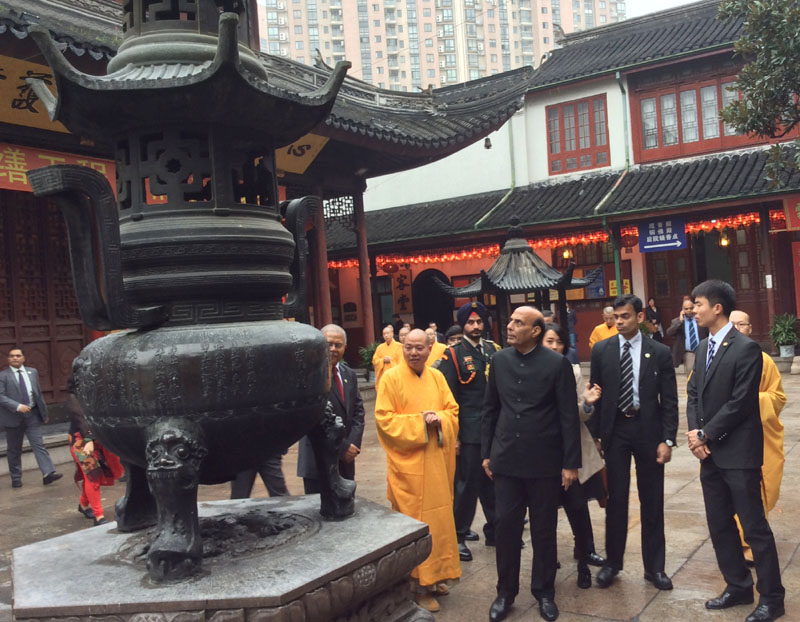 The Union Home Minister, Shri Rajnath Singh visiting the Jade Buddha temple, in Shanghai China on November 23, 2015.