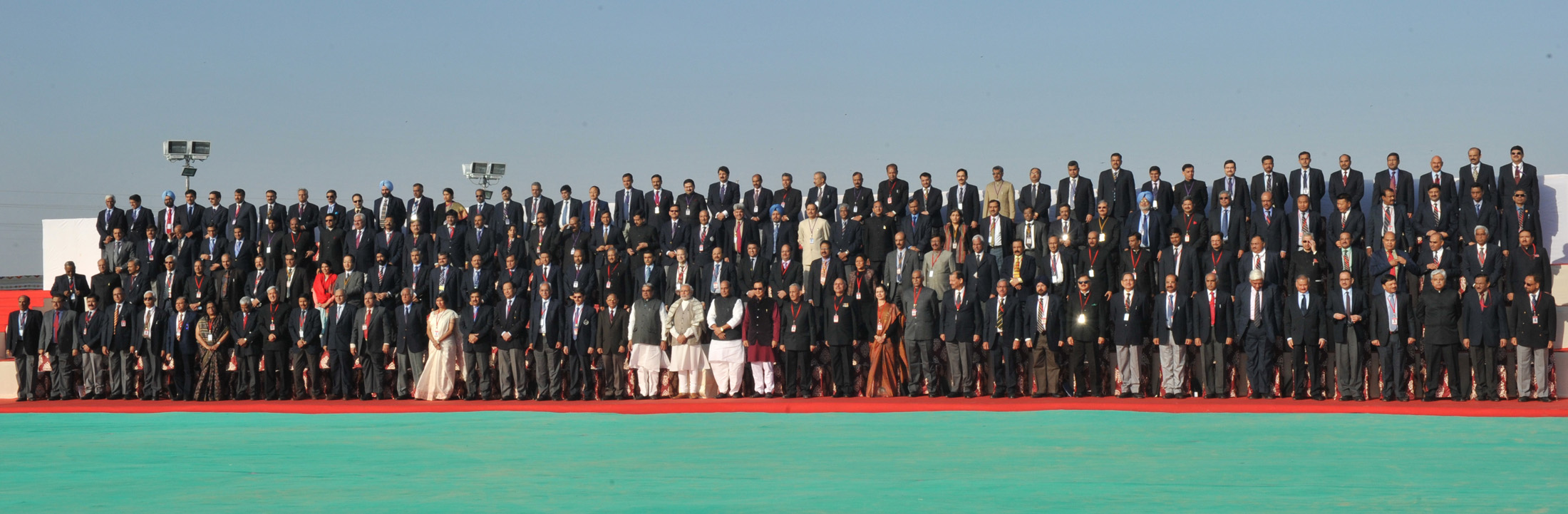 The Prime Minister, Shri Narendra Modi with delegates at the 3-day DGP Conference at Dhordo, Kutch, in Gujarat on December 19, 2015.