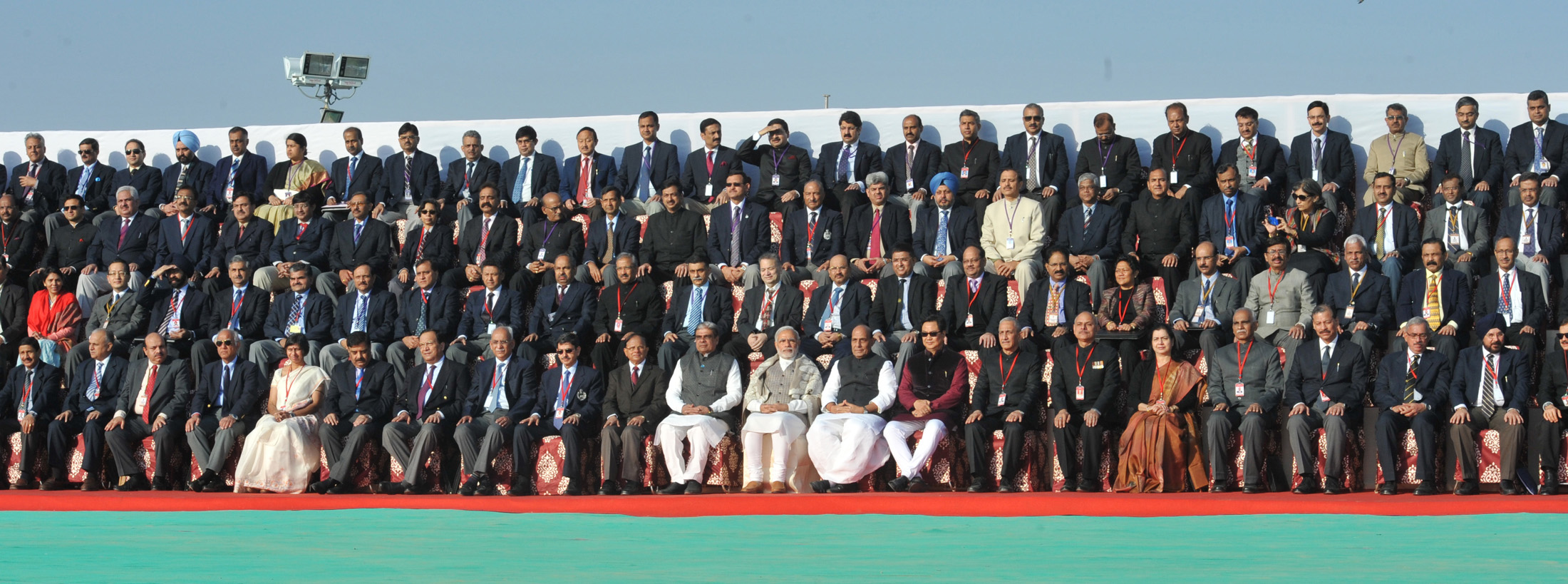 The Prime Minister, Shri Narendra Modi with delegates at the 3-day DGP Conference at Dhordo, Kutch, in Gujarat on December 19, 2015.