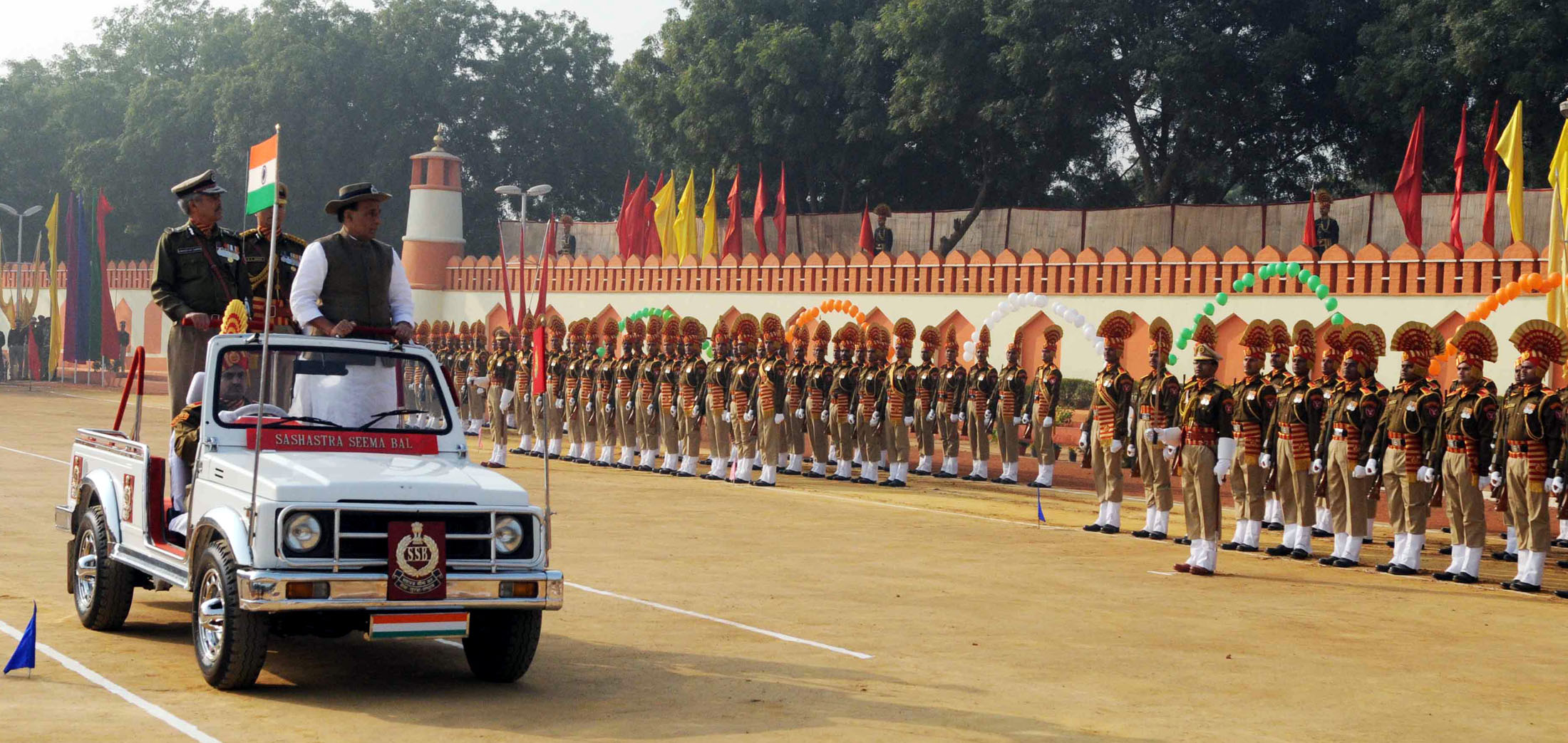 The Union Home Minister, Shri Rajnath Singh inspecting the Guard of Honour, at the 52nd anniversary parade of Sashastra Seema Bal, in New Delhi on December 24, 2015.
