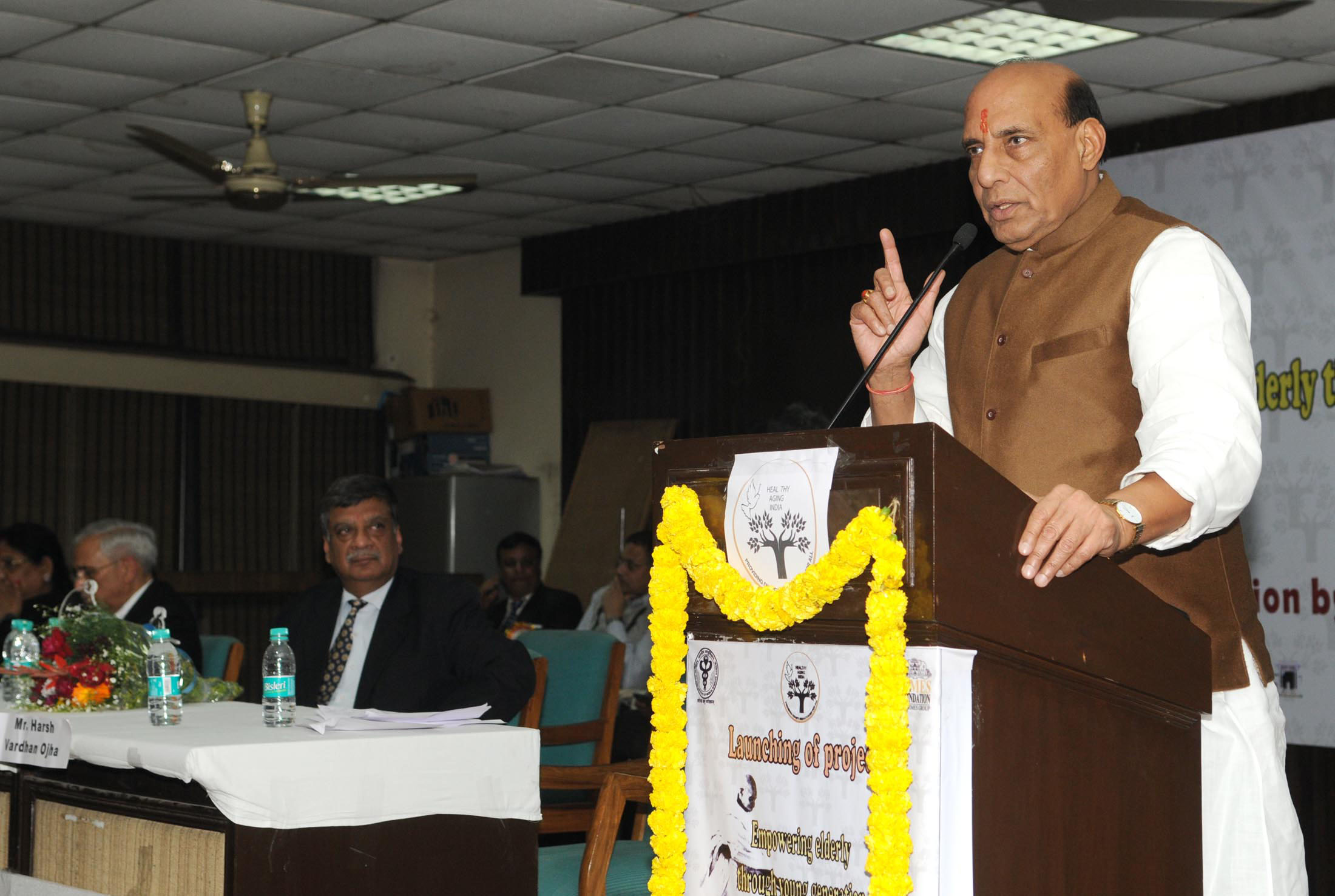 The Union Home Minister, Shri Rajnath Singh addressing at the launch of the project Empowering elderly through young generation, in New Delhi on January 17, 2016.