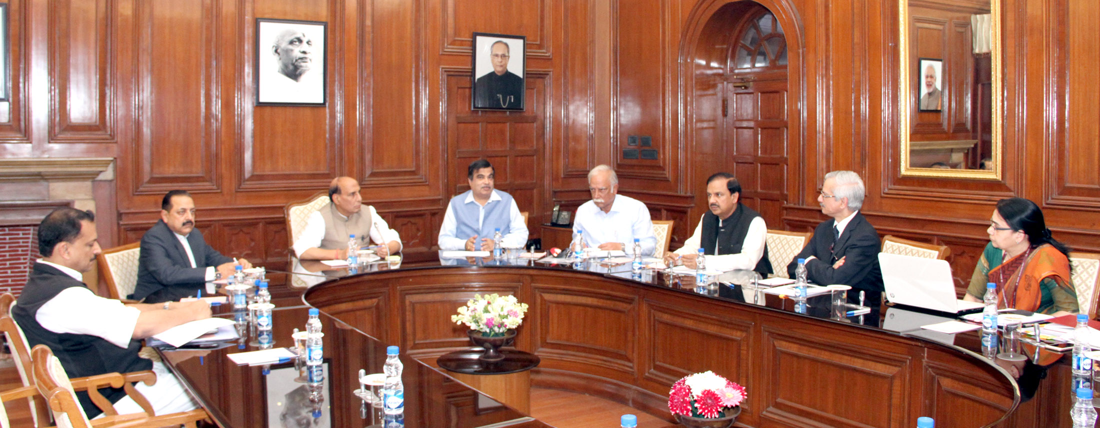 The Union Home Minister, Shri Rajnath Singh chairing the Group of Ministers meeting on the Civil Aviation Policy, in New Delhi on March 04, 2016.