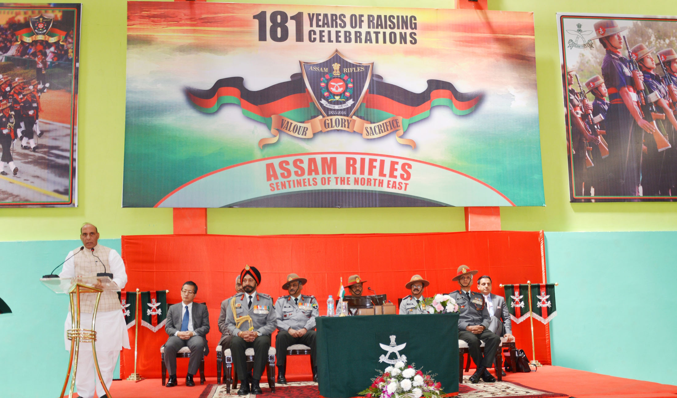 The Union Home Minister, Shri Rajnath Singh addressing at the 181st Raising Day of Assam Rifles, in Shillong on March 22, 2016.