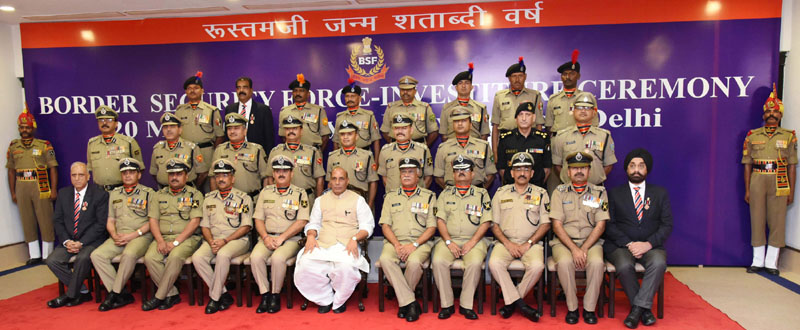 The Union Home Minister, Shri Rajnath Singh with the Awardees at the 14th BSF Investiture Ceremony- 2016, in New Delhi on May 20, 2016.