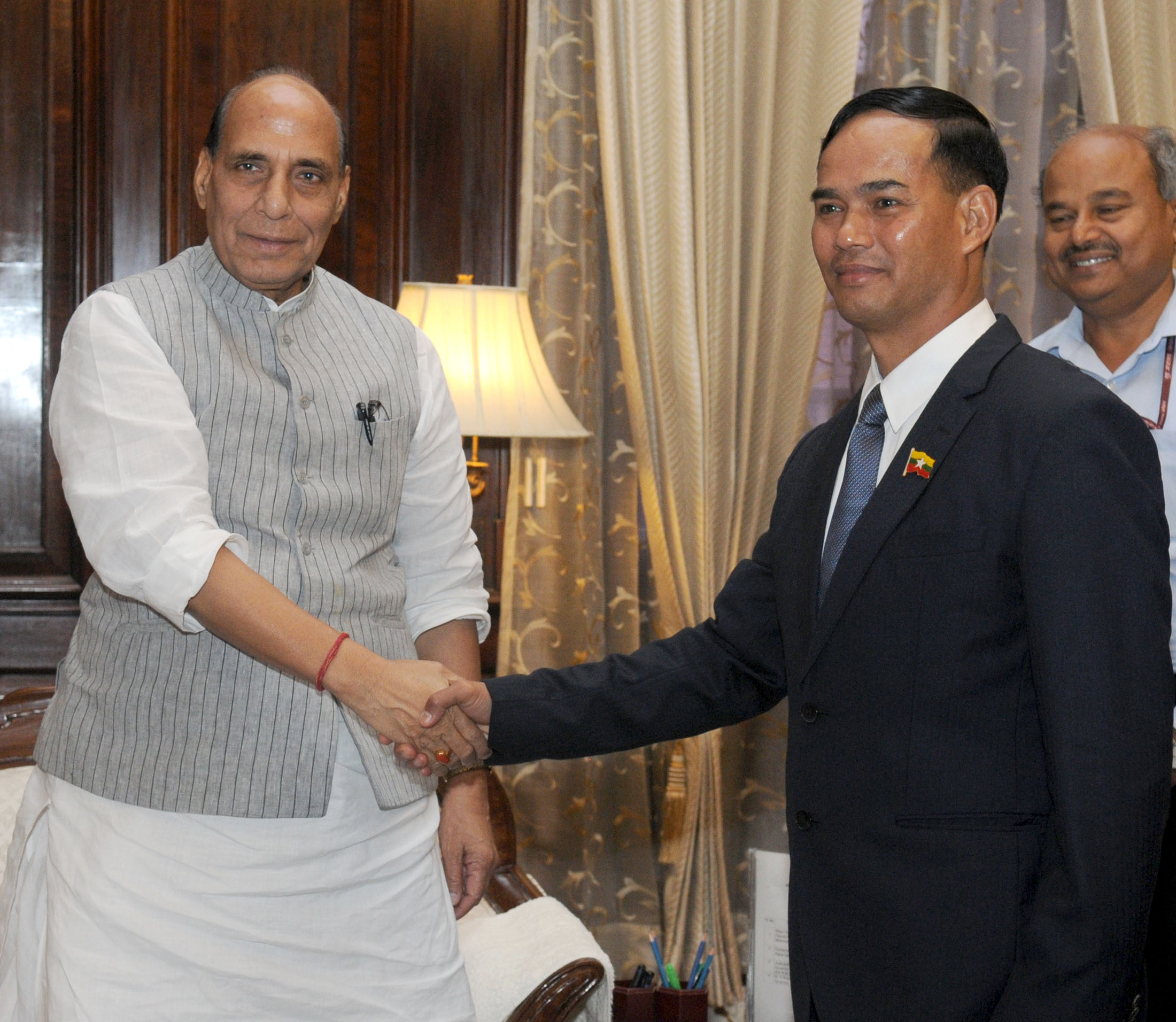 The Deputy Home Minister of Myanmar, Major General Aung Soe calls on the Union Home Minister, Shri Rajnath Singh, in New Delhi on July 26, 2016.