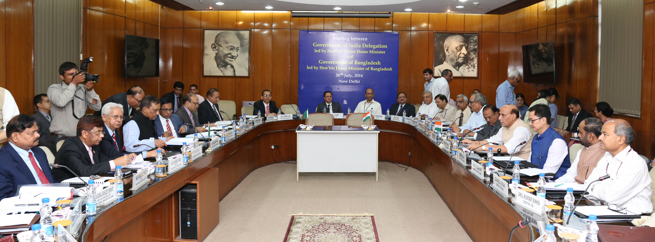 A delegation led by the Home Minister of Bangladesh, Mr. Asaduzzaman Khan and Indian delegation led by the Union Home Minister, Shri Rajnath Singh, holding Home Minister level bilateral talks between India and Bangladesh, in New Delhi on July 28, 2016.