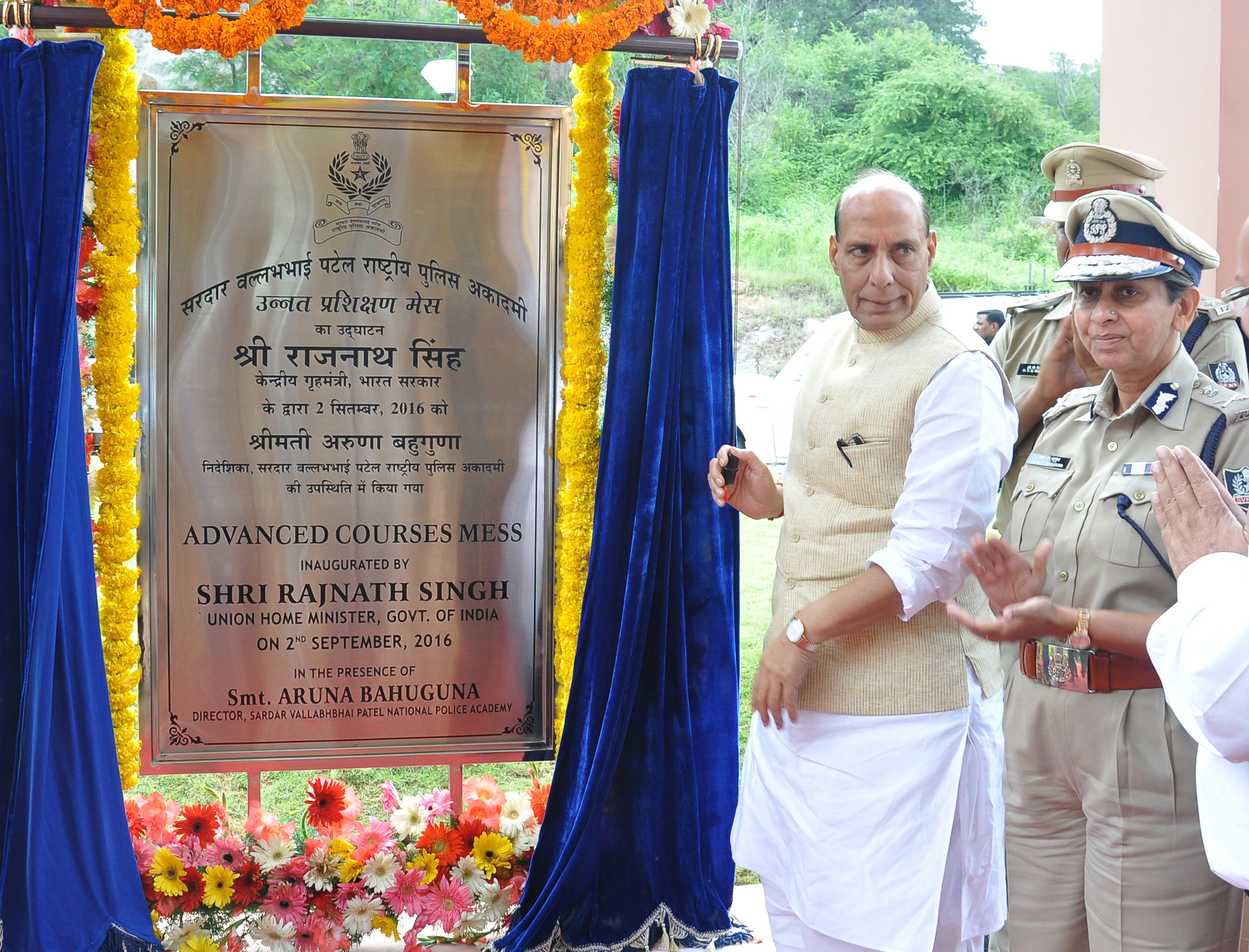 The Union Home Minister, Shri Rajnath Singh inaugurating the Advanced Courses Mess, at Sardar Vallabhbhai Patel National Police Academy, in Hyderabad on September 02, 2016.