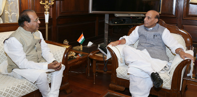 The Lieutenant Governor of Andaman and Nicobar Islands, Prof. Jagdish Mukhi calling on the Union Home Minister, Shri Rajnath Singh, in New Delhi on September 22, 2016.