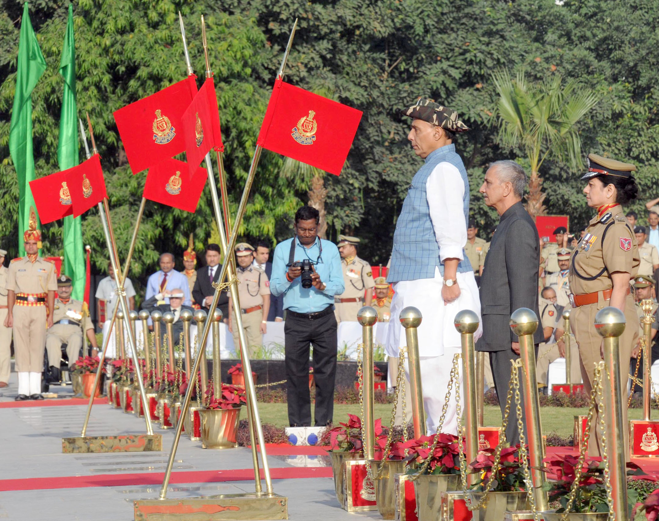 The Union Home Minister, Shri Rajnath Singh being given Guard of Honour at the Police Commemoration Day Parade, in New Delhi on October 21, 2016.