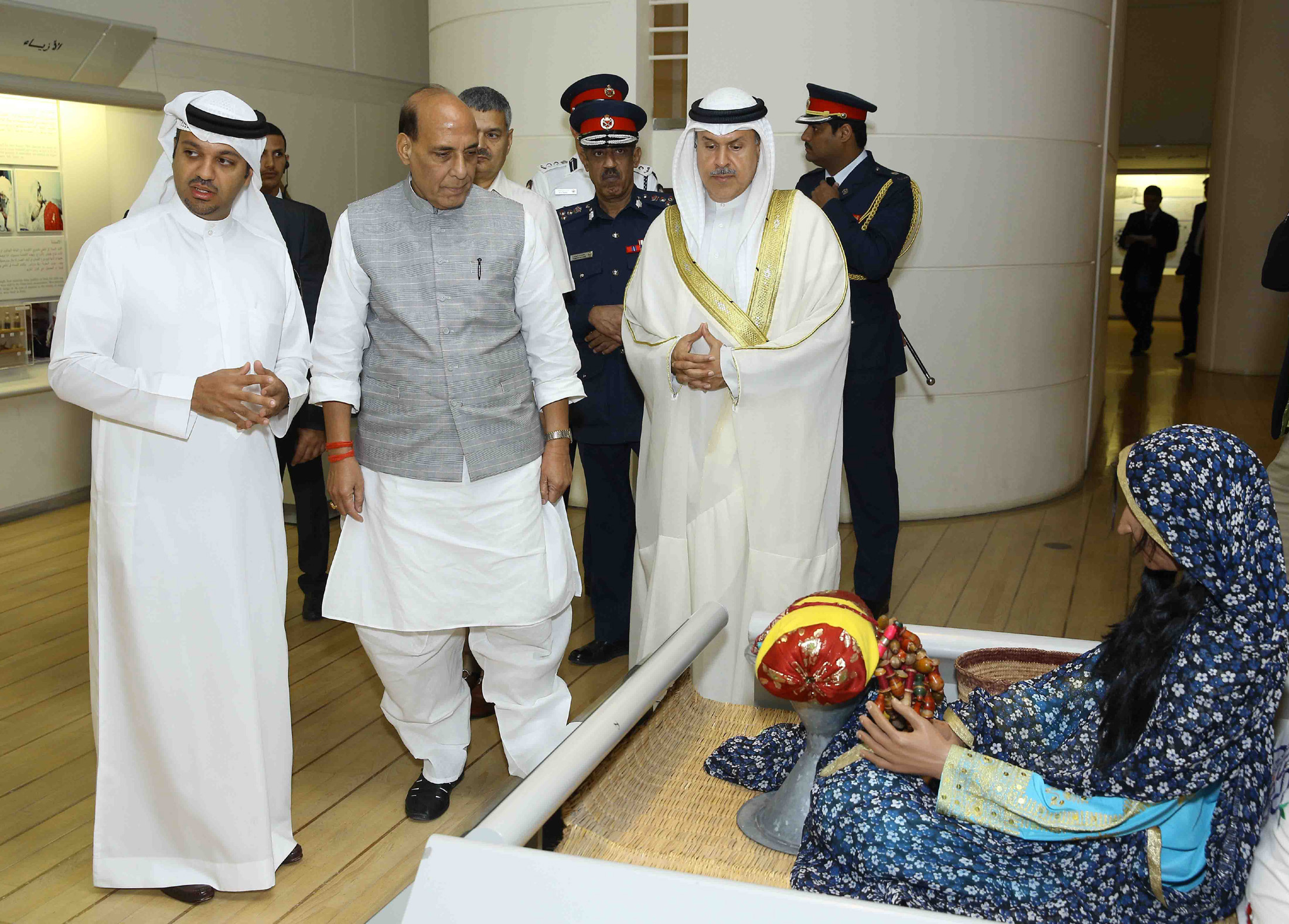 The Union Home Minister, Shri Rajnath Singh visiting the Bahrain National Museum, in Manama on October 25, 2016.