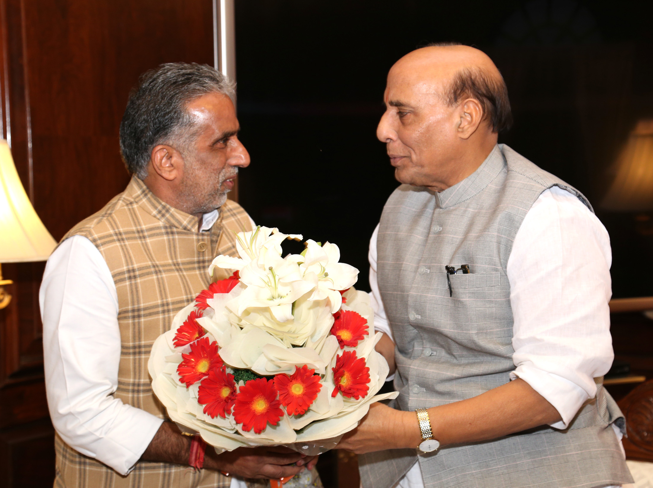 The Minister of State for Social Justice & Empowerment, Shri Krishan Pal calling on the Union Home Minister, Shri Rajnath Singh, in New Delhi on October 27, 2016,