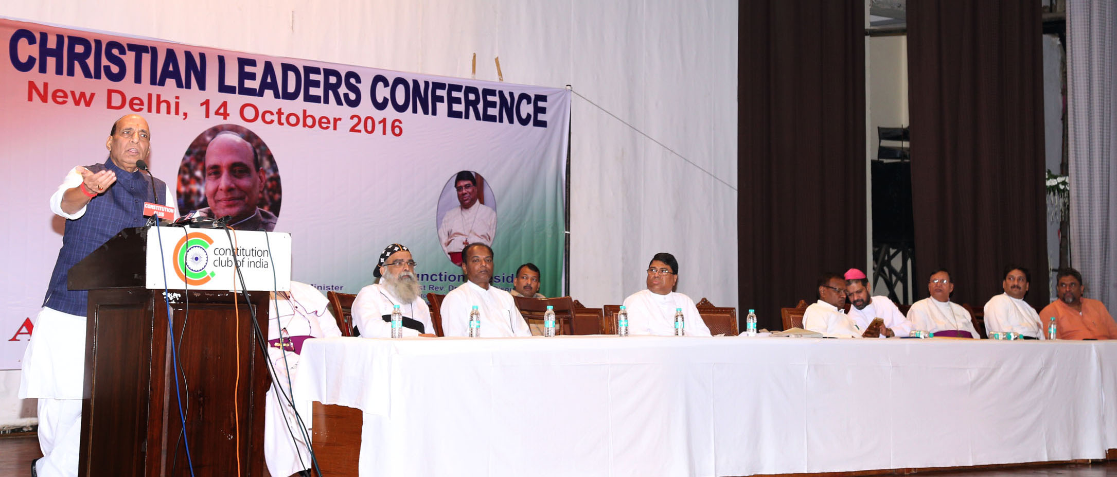The Union Home Minister, Shri Rajnath Singh addressing the National Christian Leaders Conference, in New Delhi on October 14, 2016.