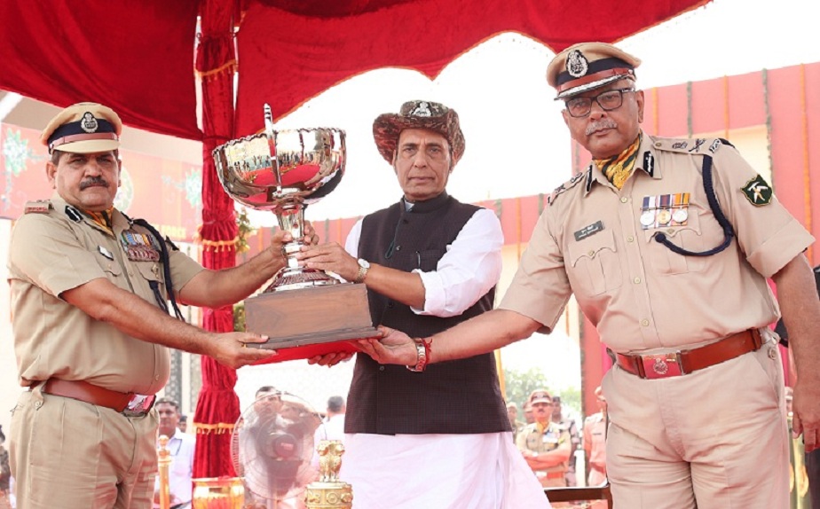 The Union Home Minister, Shri Rajnath Singh at the Indo-Tibetan Border Police (ITBP) 55th Raising Day Parade, in Greater Noida, Uttar Pradesh on October 28, 2016.