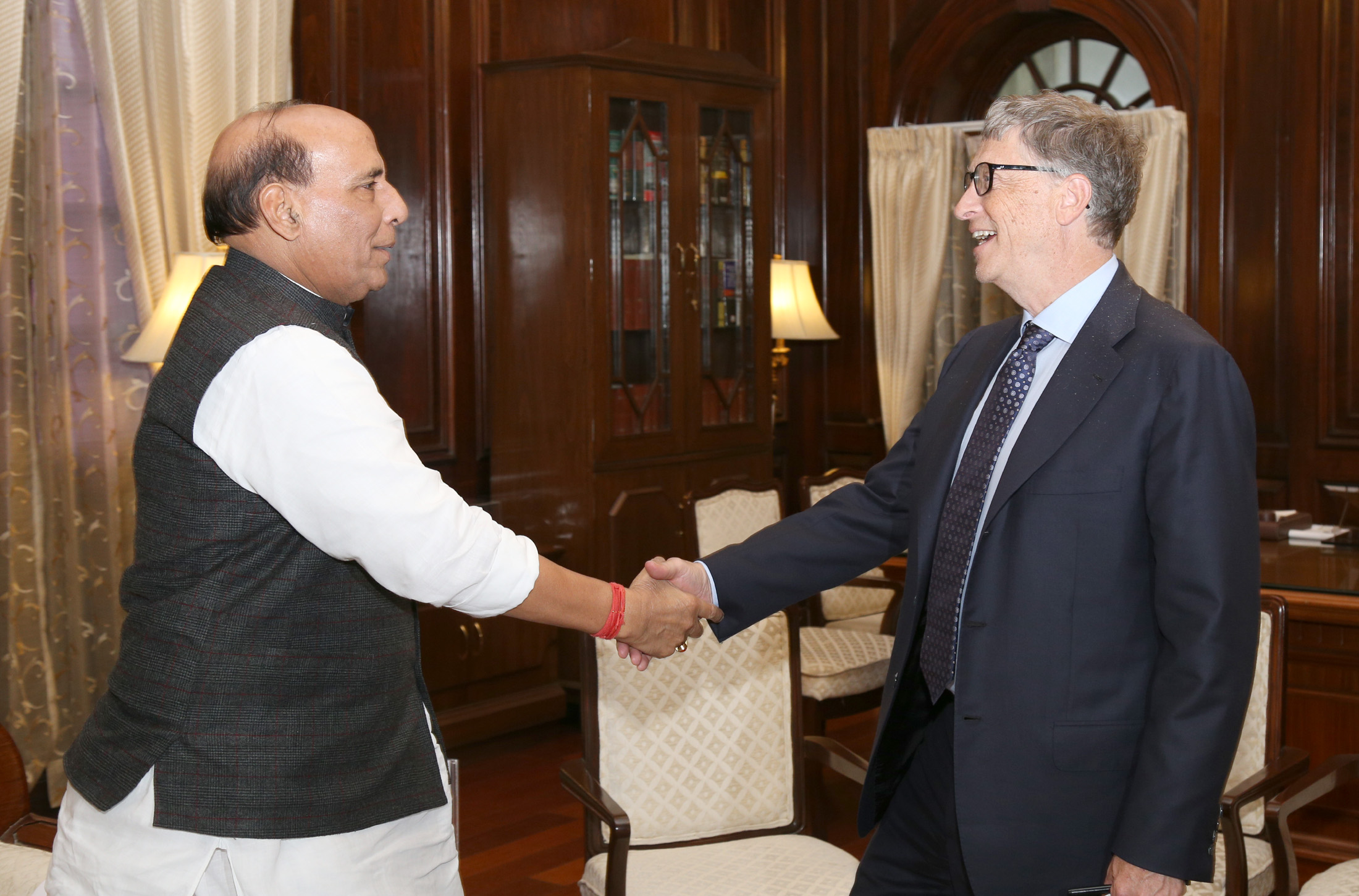 The Co-Chairman of the Bill & Melinda Gates Foundation, Mr. Bill Gates calling on the Union Home Minister, Shri Rajnath Singh, in New Delhi on November 17, 2016.