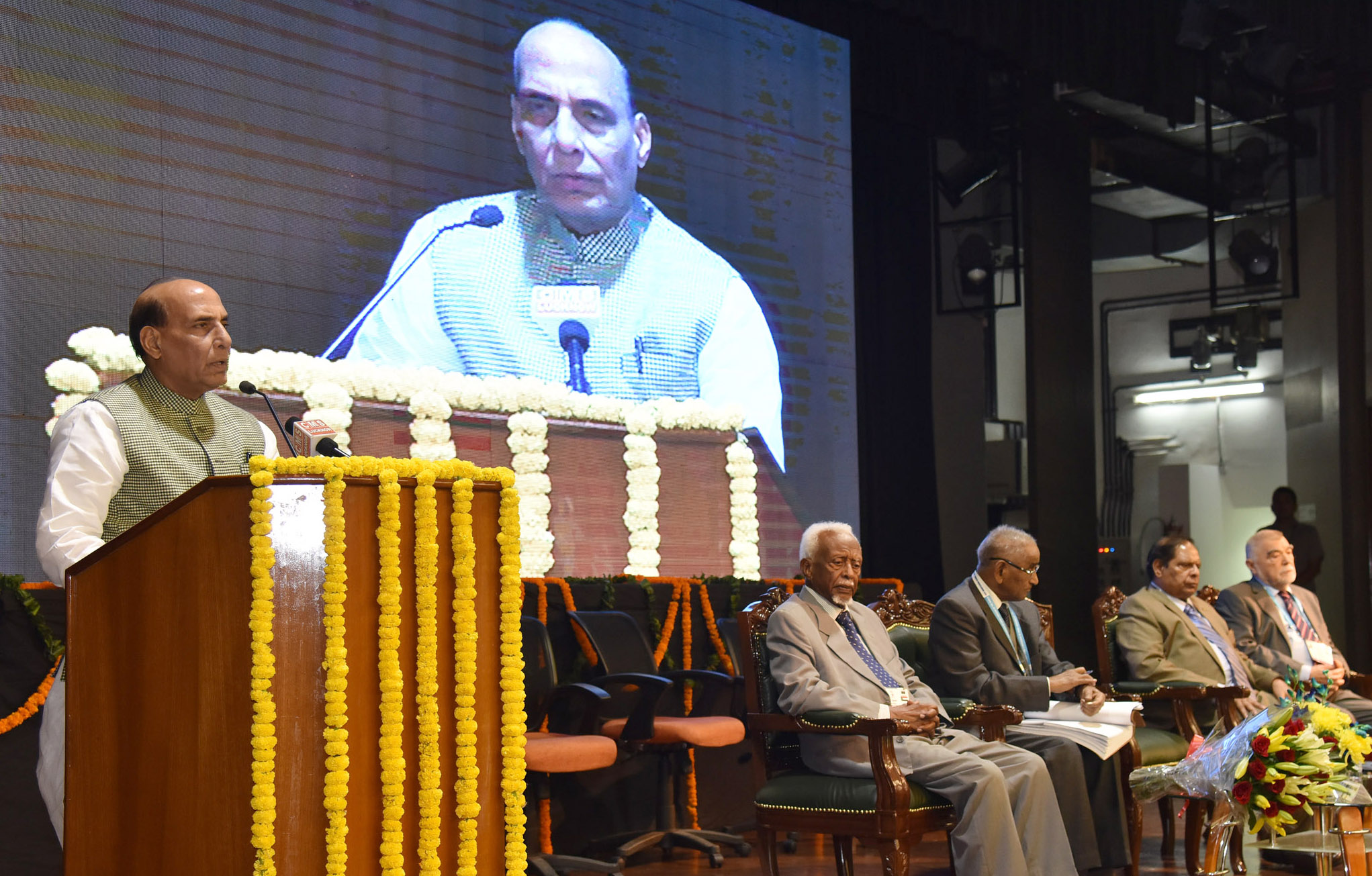 The Union Home Minister, Shri Rajnath Singh addressing at the 17th International Conference of Chief Justice of the world on Article 51 of the Indian Constitution, in New Delhi on November 10, 2016.