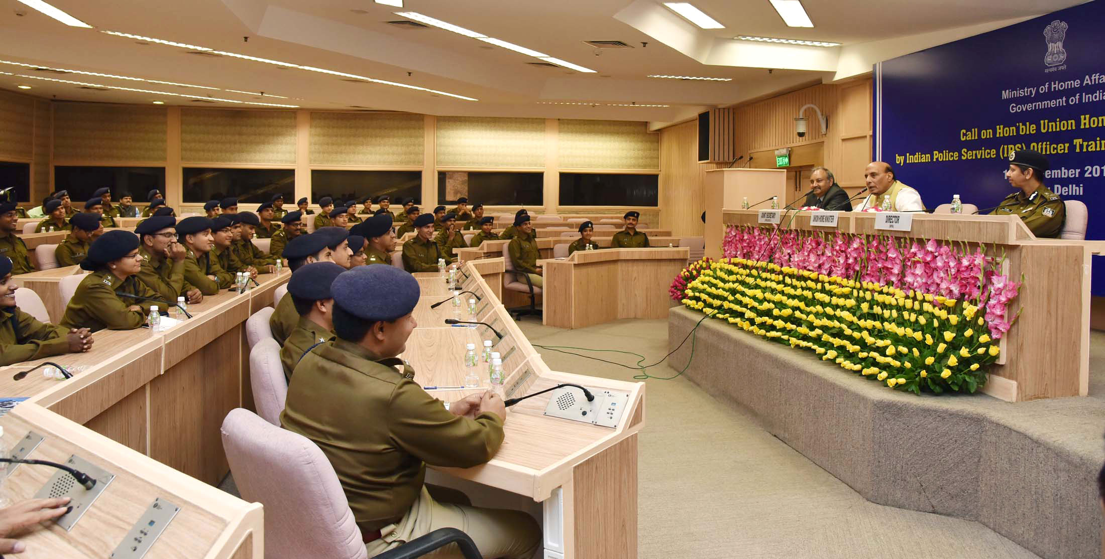 The Union Home Minister, Shri Rajnath Singh interacting with the Indian Police Service (IPS) Officer Trainees of 68 RR (2015 batch), in New Delhi on November 18, 2016.
