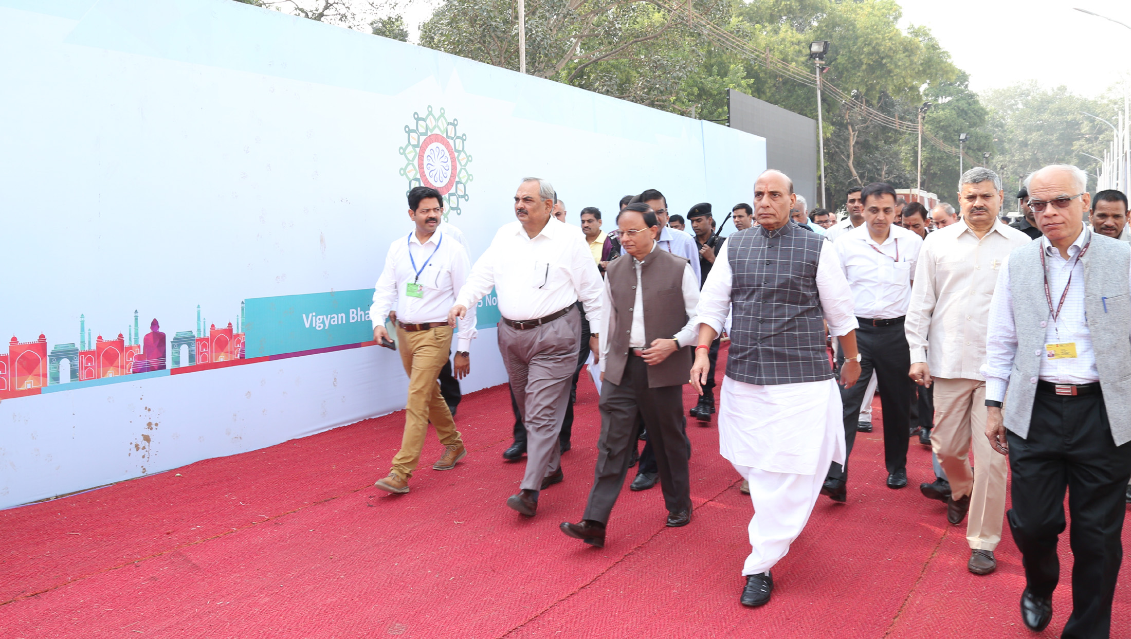 The Union Home Minister, Shri Rajnath Singh visiting the venue of Asian Ministerial Conference on Disaster Risk Reduction 2016, to inspect the preparedness for the upcoming conference, in New Delhi on November 01, 2016. 	The Additional Principal Secretary to the Prime Minister, Dr. P.K. Mishra, the Union Home Secretary, Shri Rajiv Mehrishi, the Member, NDMA, Shri R.K. Jain and other senior officers are also seen.