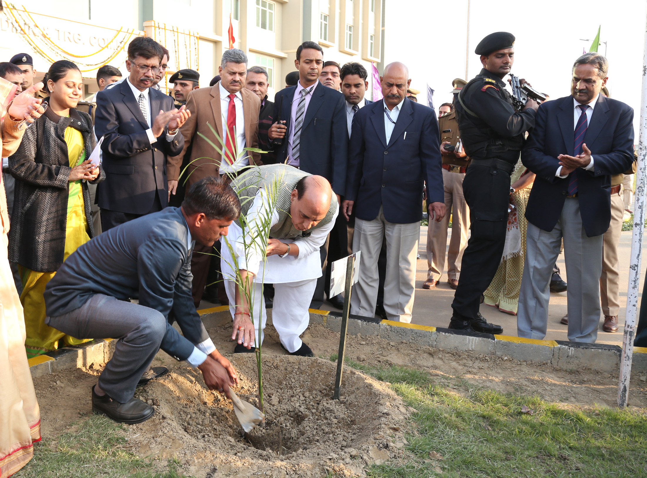 The Union Home Minister, Shri Rajnath Singh planting a sapling at the Central Detective Training School (CDTS) campus, in Ghaziabad on December 16, 2016.