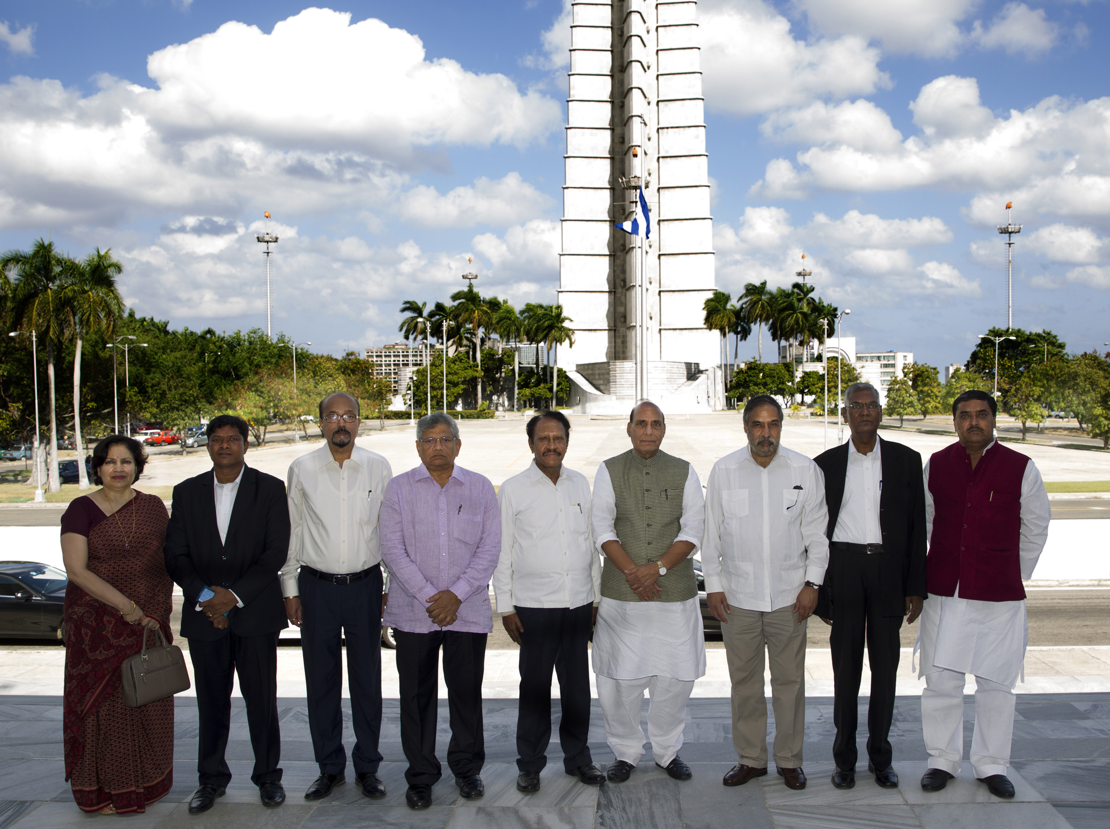 The parliamentary delegation led by the Union Home Minister, Shri Rajnath Singh, at the Jose Marti Revolution Square, in Havana on November 30, 2016.