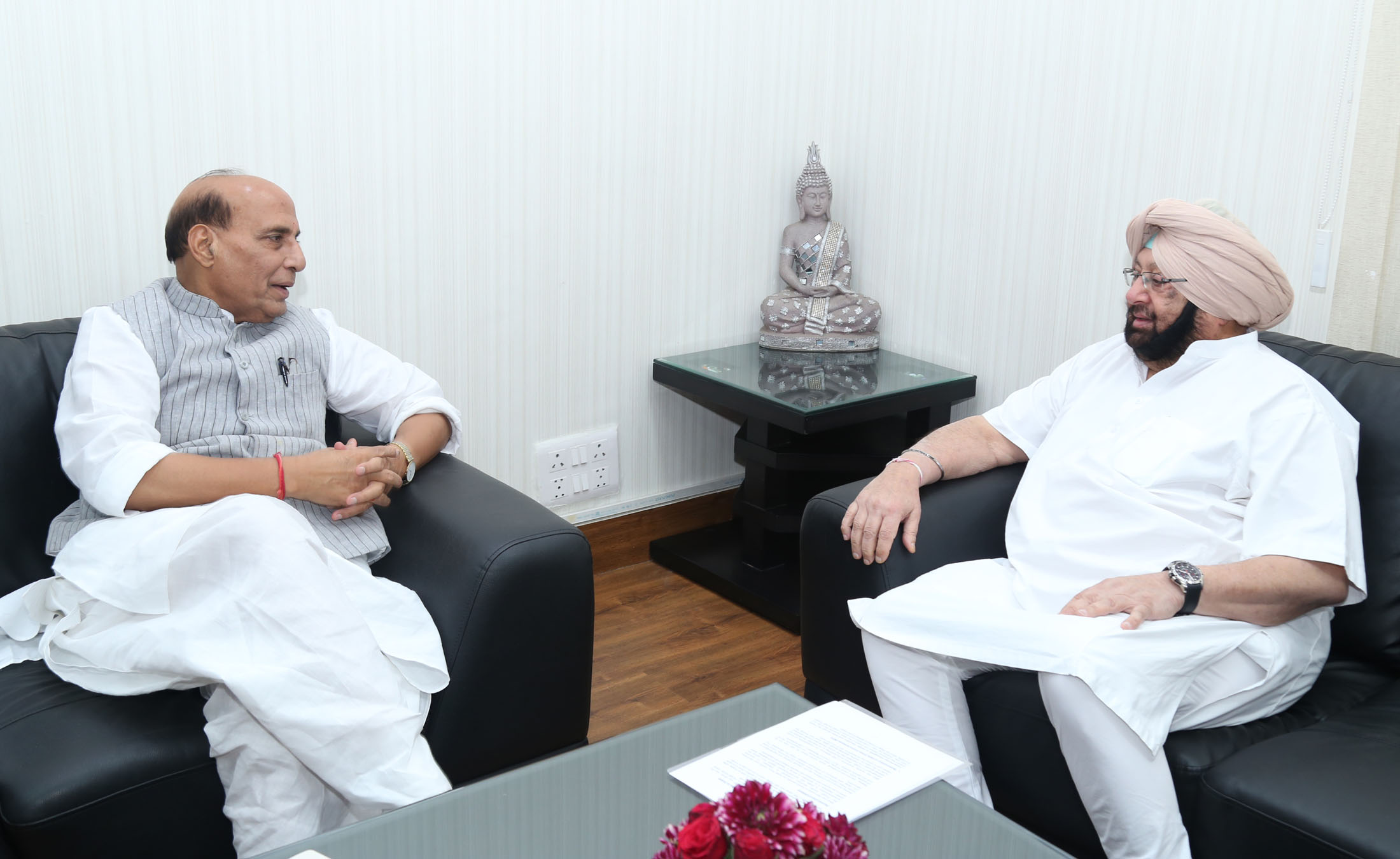 The Chief Minister of Punjab, Captain Amarinder Singh calling on the Union Home Minister, Shri Rajnath Singh, in New Delhi on April 22, 2017.