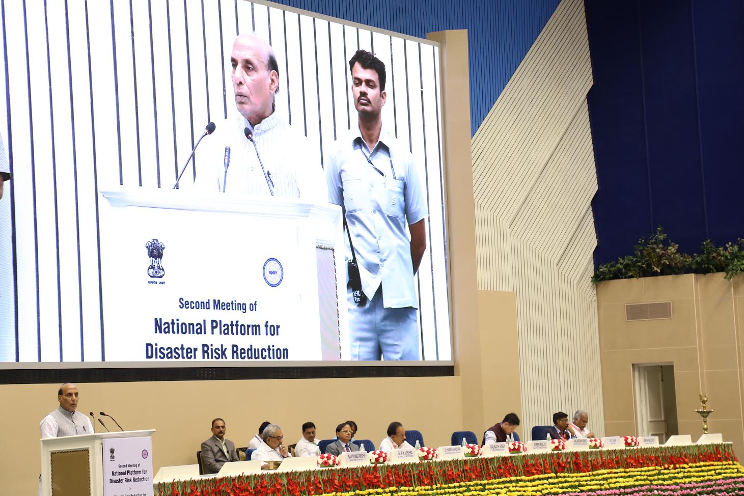Shri Rajnath Singh speaking at the second meeting of the National Platform for Disaster Risk Reduction (NPDRR), in New Delhi