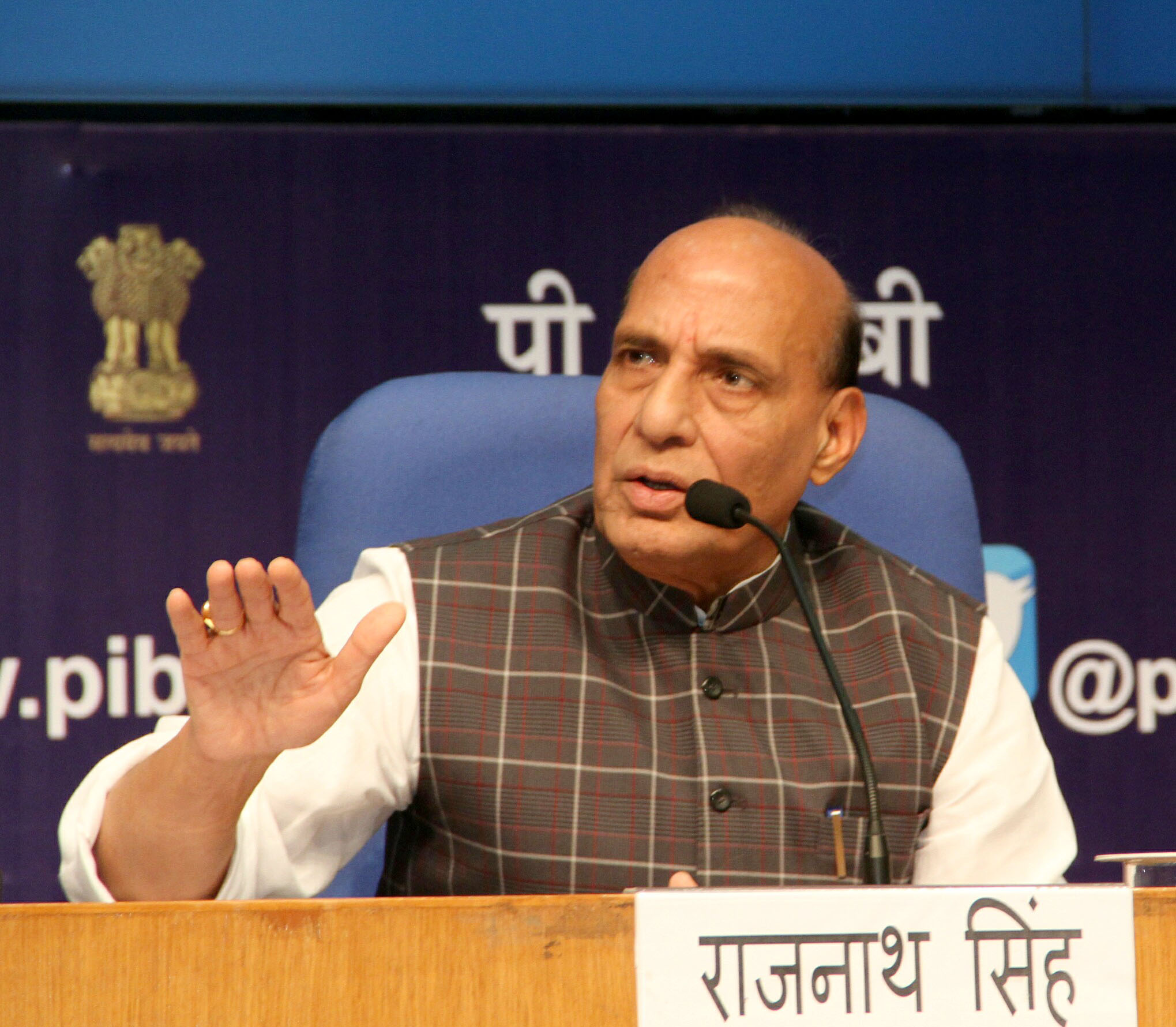 The Union Home Minister, Shri Rajnath Singh addressing at a press conference on the Achievements and Initiatives of the Ministry of Home Affairs during 3 years of NDA Government, in New Delhi on June 03, 2017.