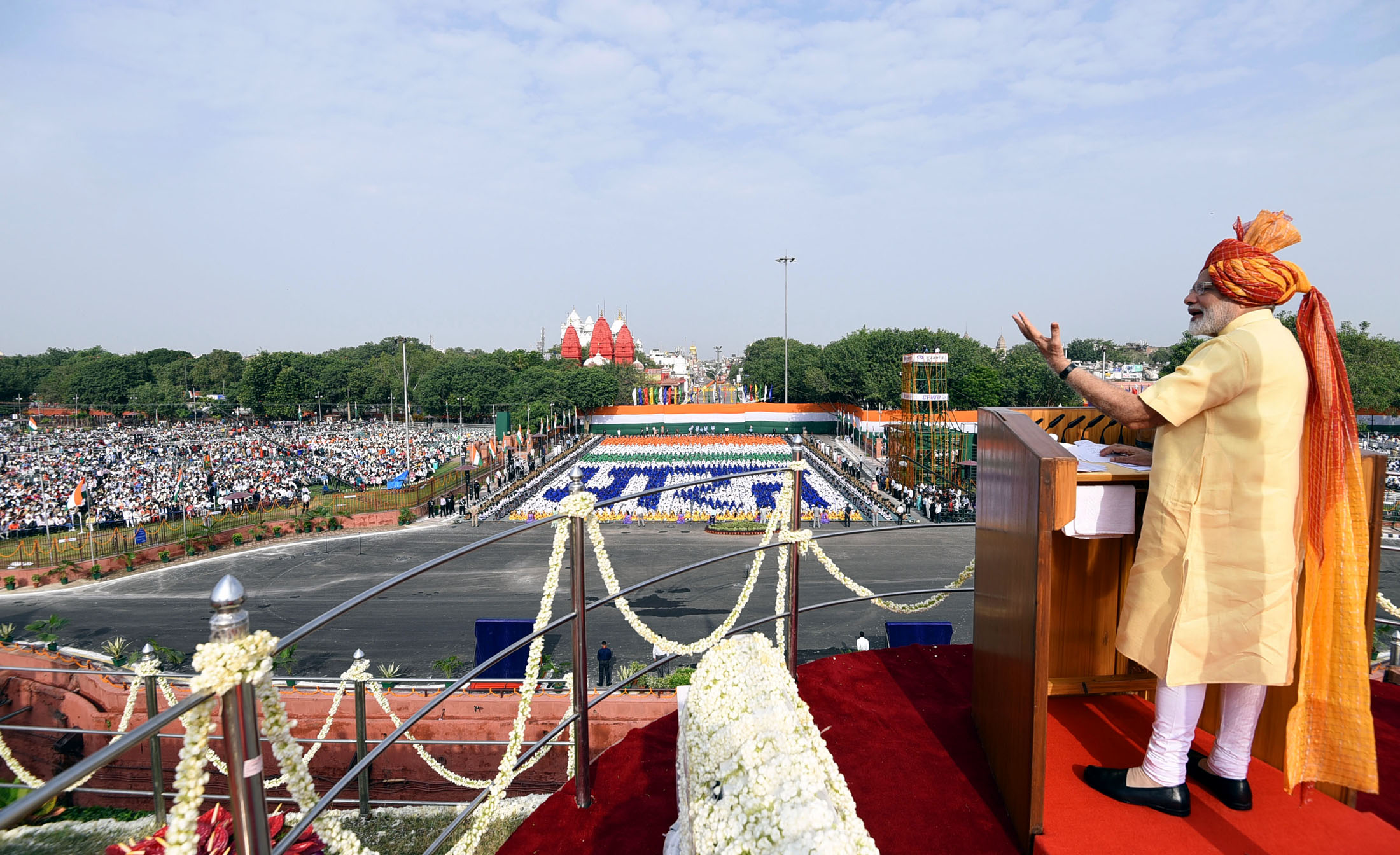 The Prime Minister, Shri Narendra Modi addressing the Nation on the occasion of 71st Independence Day from the ramparts of Red Fort, in Delhi on August 15, 2017.