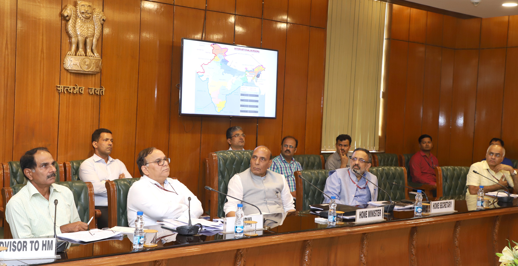The Union Home Minister, Shri Rajnath Singh at a review meeting of the Border Management Division, in New Delhi on May 24, 2018.