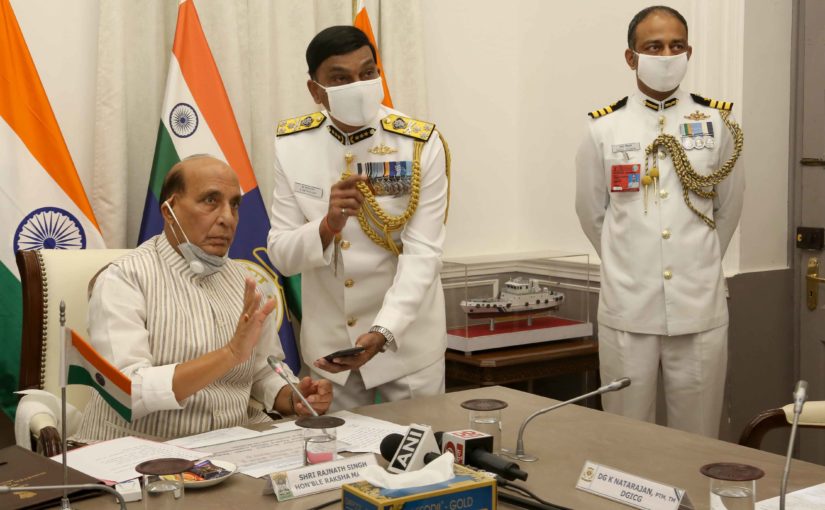 Raksha Mantri Shri Rajnath Singh commissions Indian Coast Guard Ship ‘Sachet’ and two interceptor boats