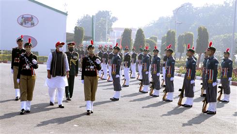 The Union Minister for Defence, Shri Rajnath Singh inspecting the Guard of Honour at the Republic Day NCC Camp 2021, at Delhi Cantt., in New Delhi on January 21, 2021.